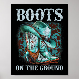 Poster Botas de Cowgirl no Chão Rodeio Western Combinando