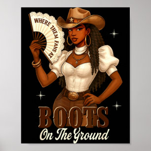 Poster Botas de História Negra no Chão Cowgirl Western 