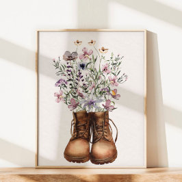 Poster Botas de salto de flor selvagem púrpura
