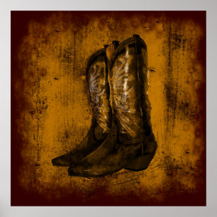 Póster Botas de vaqueiro ocidentais do desgaste do KRW