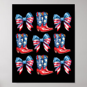 Poster Botas e Laços da Bandeira Americana Cowgirl 4 de J