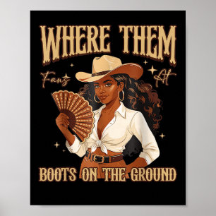 Poster Botas No Chão Bota Cowboy Ocidental Vaqueira Eu