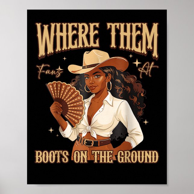 Poster Botas No Chão Bota Cowboy Ocidental Vaqueira Eu (Frente)