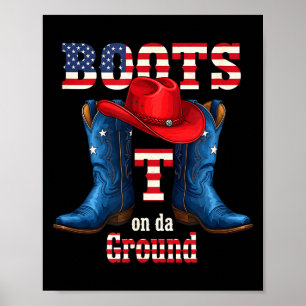 Poster Botas no chão cowboy chapéu vermelho 4 de julho