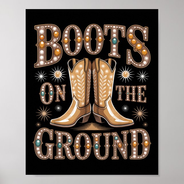 Poster Botas No Ground Black Cowgirl Western Onde (Frente)