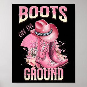Poster Botas Rosa Em Da Ground Western Cowgirl Hat E Bo