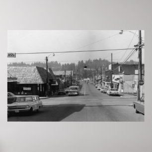 Póster Bothell, WA - Downtown Street Scene Photograph