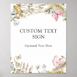 Poster Botões Boho Mosca Sinal de Texto Personalizado