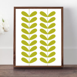 Póster Botões de Flor Verde de Abacate Moderno de Meados 