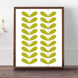 Póster Botões de Flor Verde de Abacate Moderno de Meados