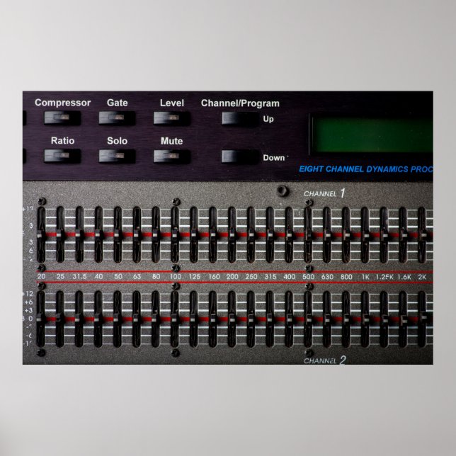 Poster Botões em um mixer de som em um estúdio de gravaçã (Frente)