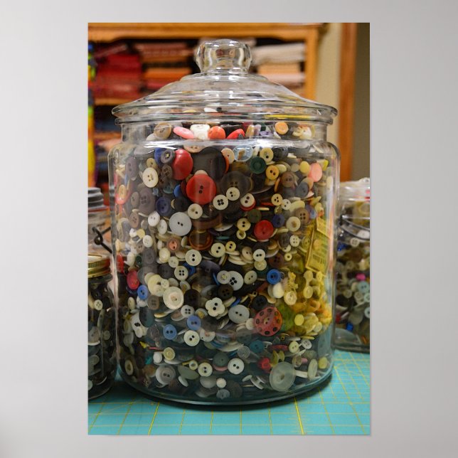Poster Botões Vintage em um Jar (Frente)