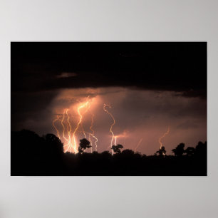 Póster Botswana, Reserva de Caça Moremi, Relâmpagos