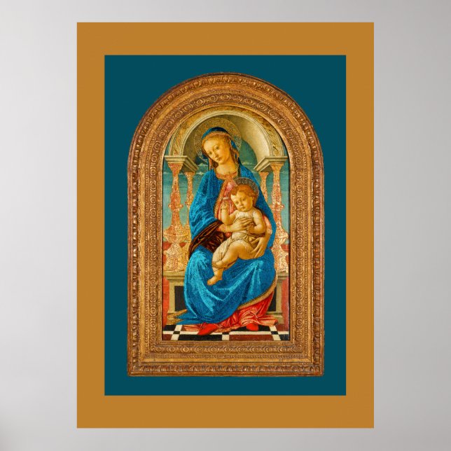 Poster Botticelli (1445-1510) Madonna & Criança Enthroned (Frente)
