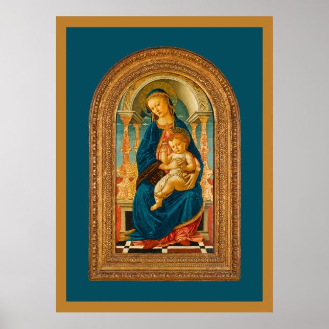 Poster Botticelli (1445-1510) Madonna & Criança Enthroned (Frente)