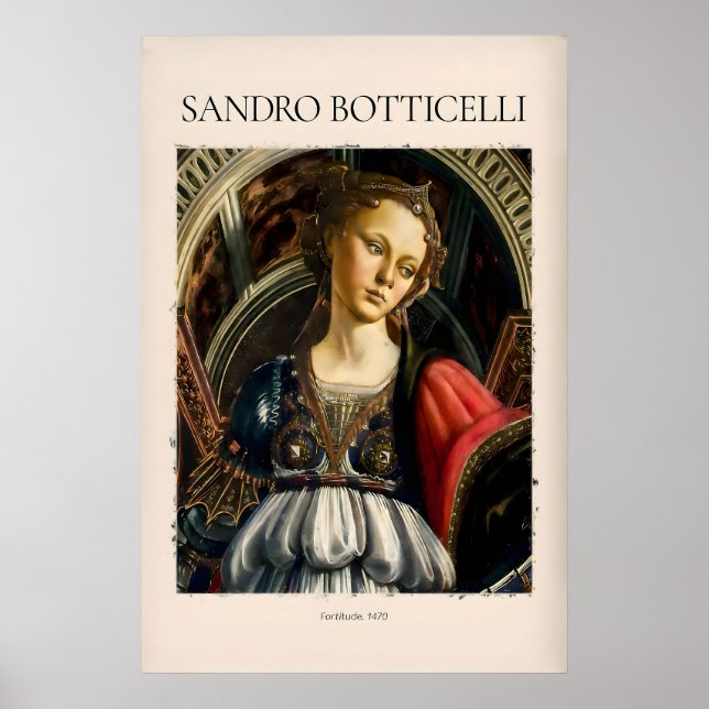 Poster Botticelli Fortaleza 1470 Alegoria Virtude Arte (Frente)