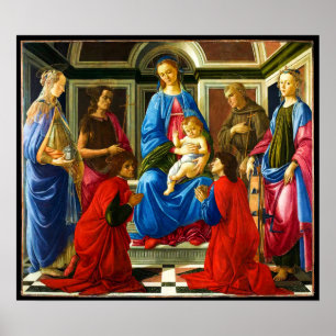 Poster Botticelli Madonna e Child com 6 Santos 1470