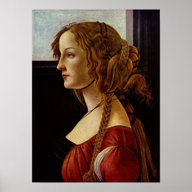 Póster Botticelli-Retrato de Simonetta Vespucci (Frente)