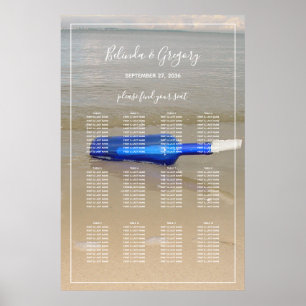 Poster Bottle On Beach Sand Wedding Seating Chart