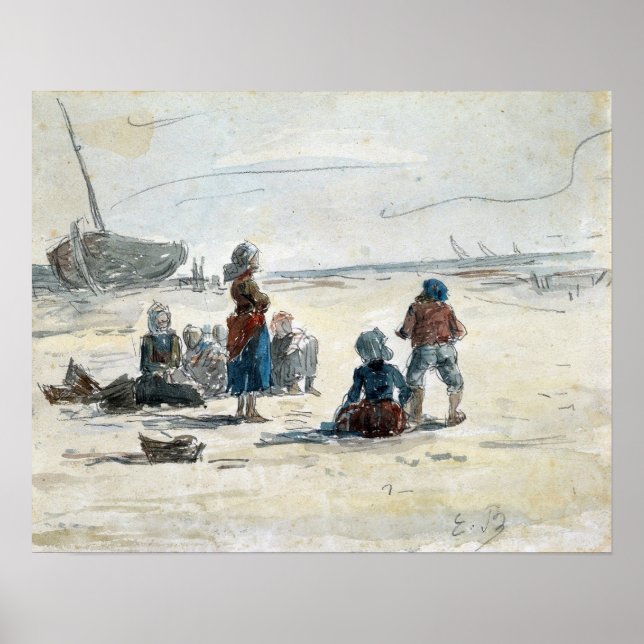 Poster Boudin - Esposas dos pescadores, 1855 (Frente)