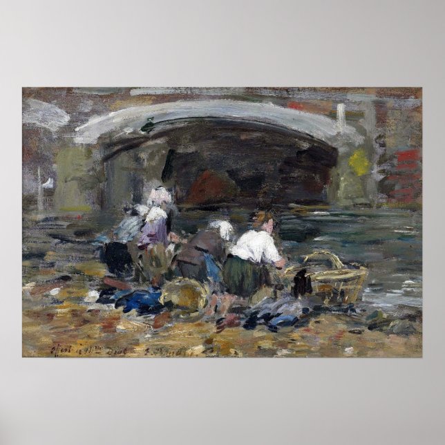 Poster Boudin - Lavadeiras Perto da Ponte 1885 (Frente)