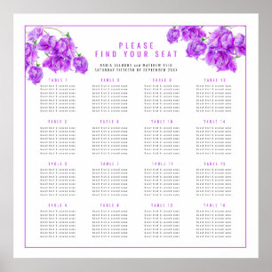 Poster Bougainville roxo casamento 16 gráfico de assentos