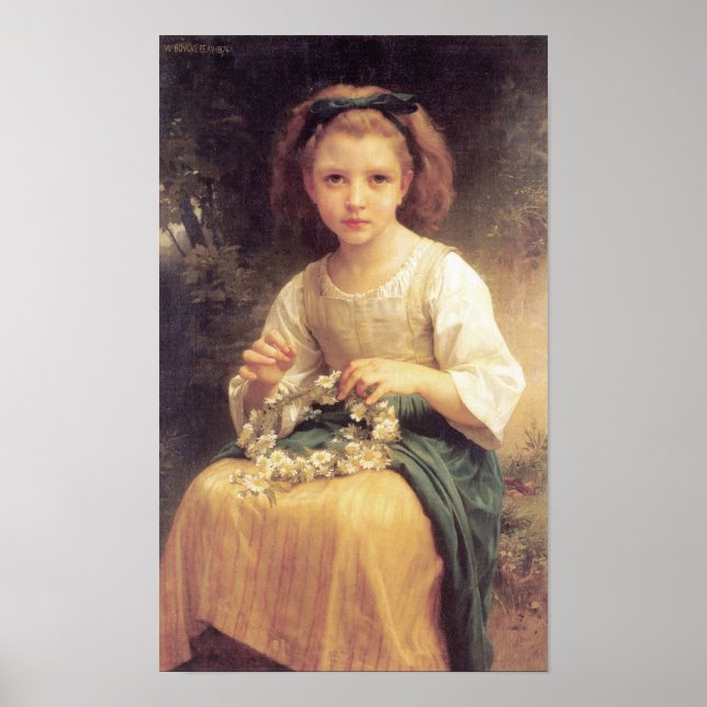 Póster Bouguereau-Child Travando Uma Coroa (Frente)