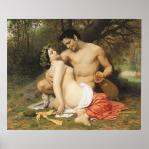 Póster Bouguereau - Faune e Bacchante