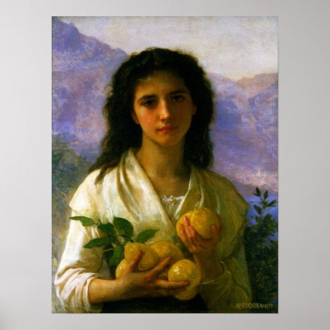 Poster Bouguereau - Garota segurando limões (Frente)
