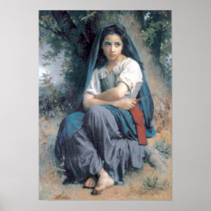 Poster Bouguereau - La pequeno Tricoteuse