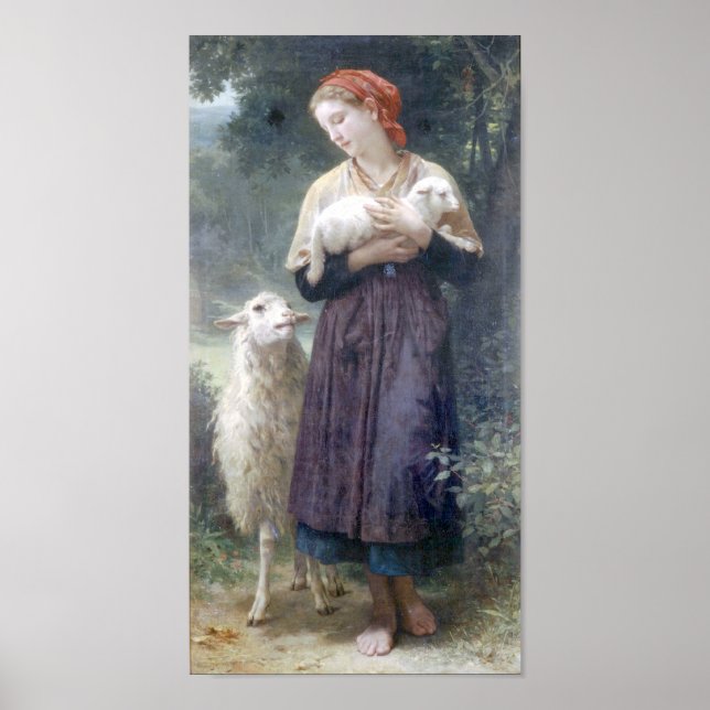 Poster Bouguereau - L'Agneau Nouveau-ne (Frente)