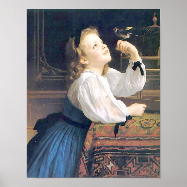 Póster Bouguereau - L'Oiseau Cheri (Frente)