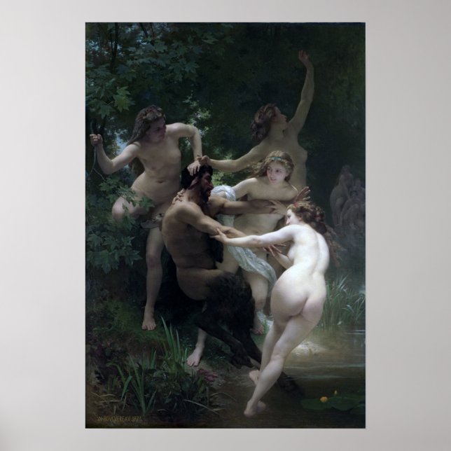 Poster Bouguereau - Ninfas E Satyr, 1873 (Frente)