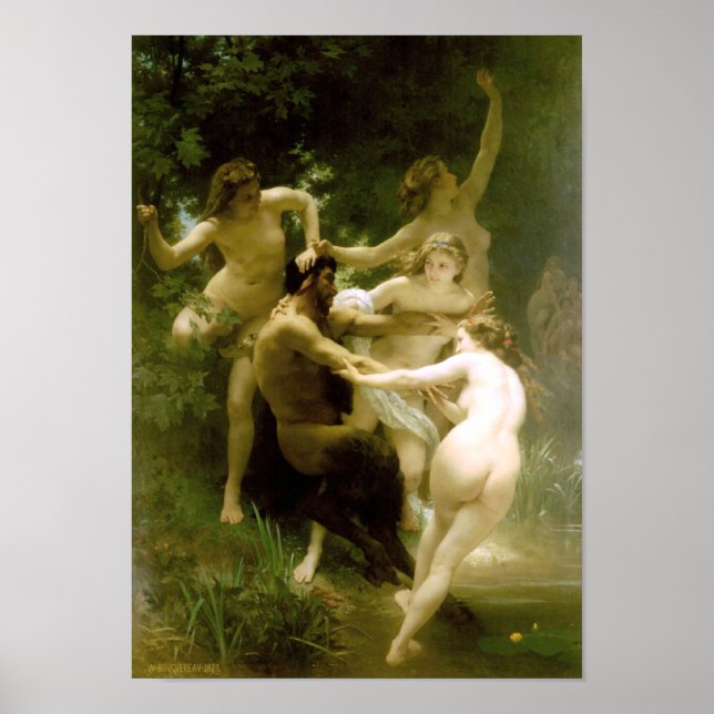 Poster Bouguereau - Ninfas e Satyre (Frente)
