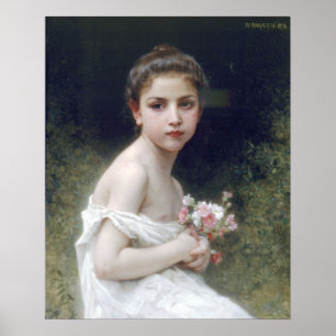 Póster Bouguereau - pequeno buquê do au de Fille