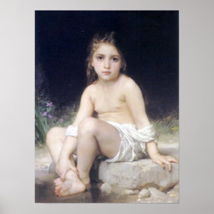Póster Bouguereau - pequeno l'Eau de Bord do au de Fille