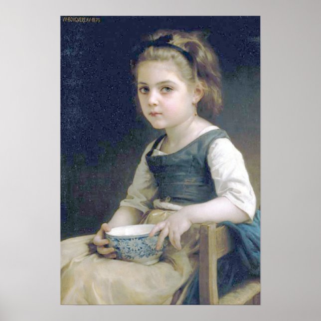 Póster Bouguereau - Petite Fille au Bol Bleu (Frente)