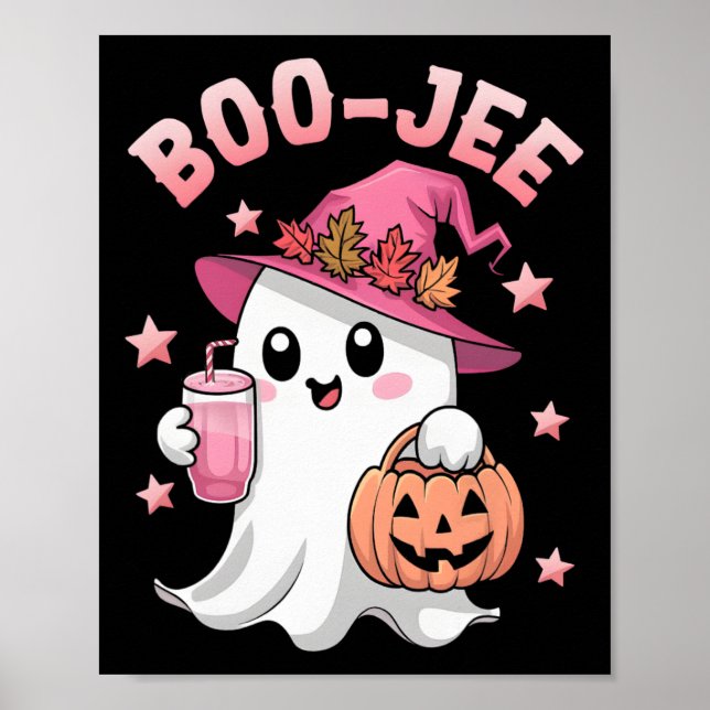 Poster Boujee Boo Jee Spooky Ghost Pink Halloween Pumpkin (Frente)