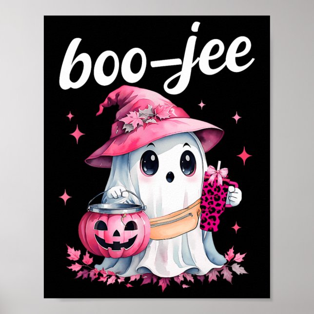 Poster Boujee Boo Jee Spooky Ghost Pink Halloween Pumpkin (Frente)