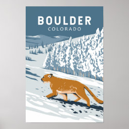 Poster Boulder Colorado Cougar Retro Viagem Art Vintage
