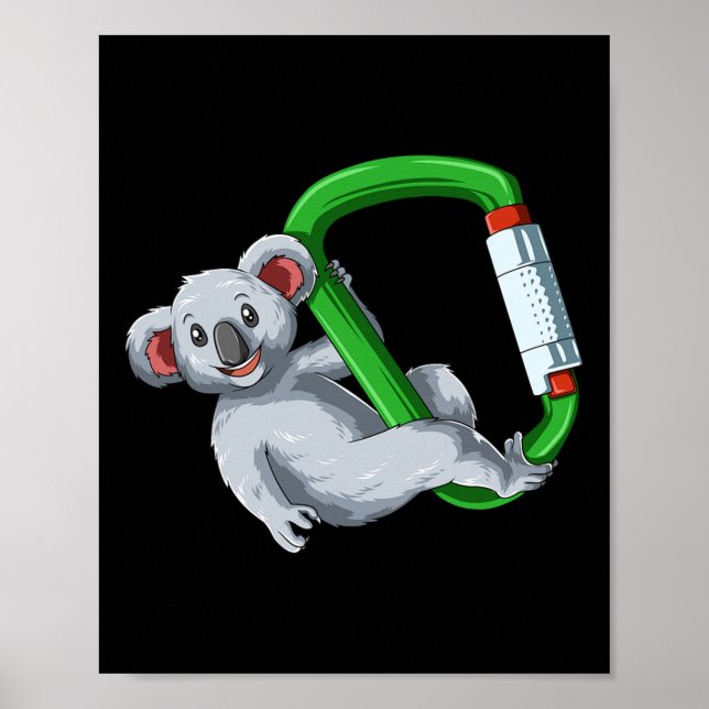 Poster Bouldering Rock Climbing Carabiner Koala  (Frente)