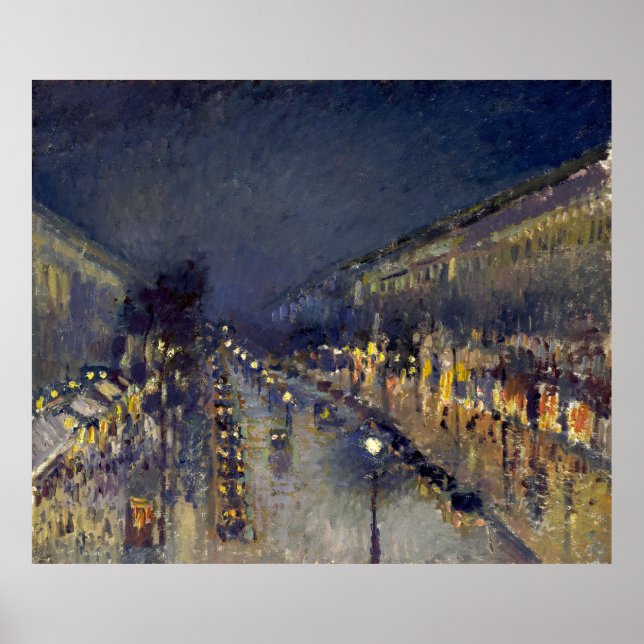 Poster Boulevard Montmartre na Night Pissarro (Frente)