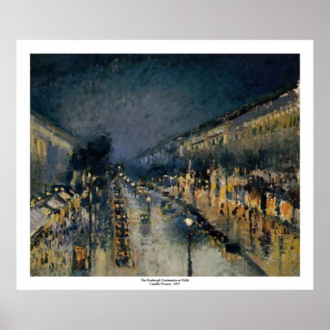 Póster Boulevarde Montmartre na Noite ~ Camille Pissarro (Frente)