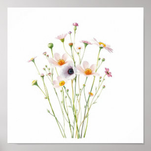 Poster Bouquet de aquarela de flores silvestres