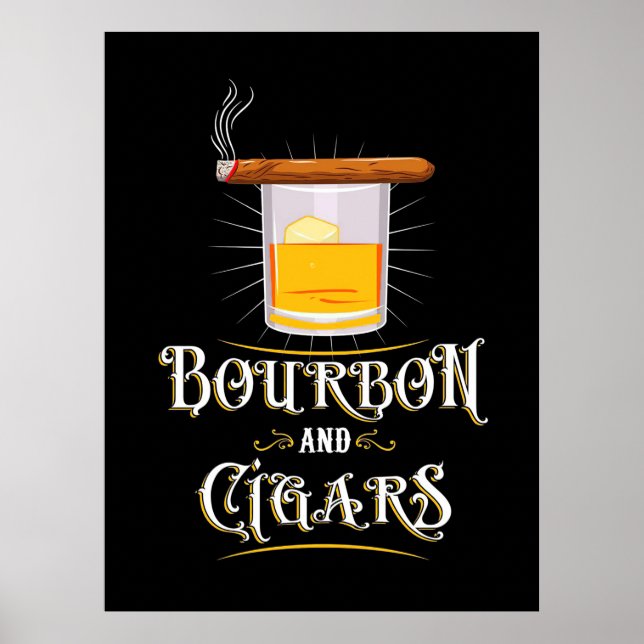 Poster Bourbon e charutos (Frente)