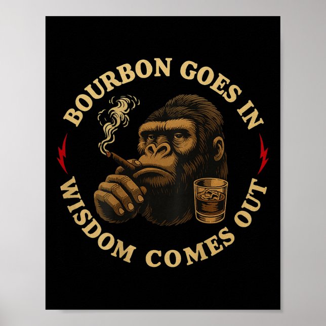 Poster Bourbon entra na sabedoria sai macaco uísque (o (Frente)