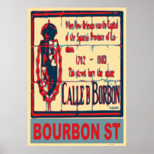 Póster Bourbon Rua New Orleans Quarter Francês