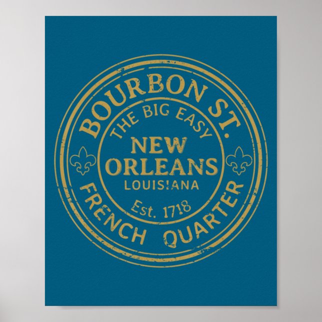 Poster Bourbon Street New Orleans French Quarter Distress (Frente)