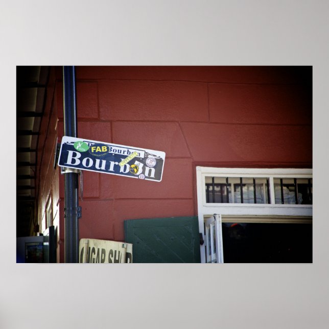 Póster Bourbon Street, Street Sign, Nova Orleans (Frente)