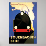 Póster Bournemouth Belle Art Deco<br><div class="desc">Um poster de arte clássico da era. A Bela Bournemouth era gerida pela linha férrea do sul,  a partir de 1931. Uma reprodução restaurada.</div>